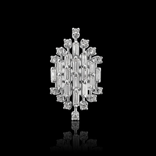 Anel de Platina e Diamantes de Meio do Século 