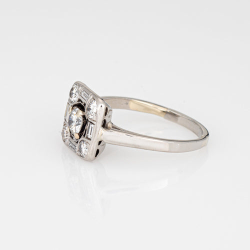 Bague 53.5 Bague vintage carrée en or blanc avec diamants taille mixte 58 Facettes G13688