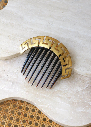 Peigne grec Méandre or jaune et écaille 58 Facettes