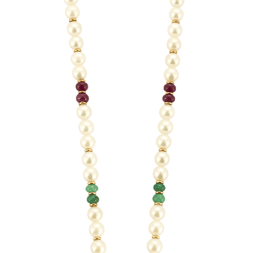 Collier Collier or jaune perles et pierres précieuses 58 Facettes BO/250008