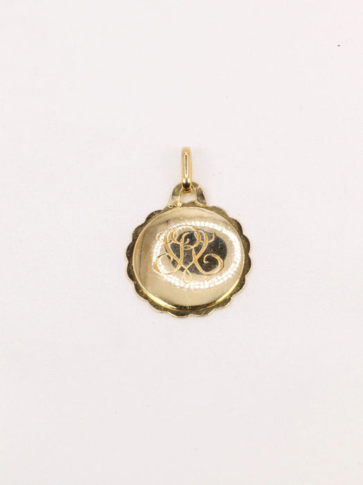 Pendentif AUGIS - Médaille amour ronde Plus qu’hier moins que demain or jaune rubis 58 Facettes J498