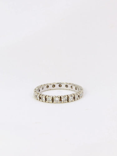 Bague 54.5 Alliance américaine en or blanc et diamants 1 ct 58 Facettes J57