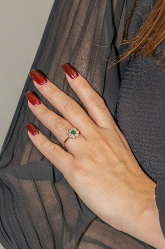 Bague 53 Bague Marguerite Or rose Emeraude 58 Facettes 3437191CN