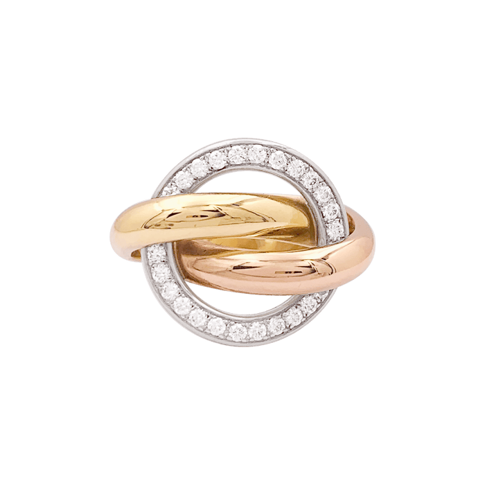 Bague 51 Bague Cartier "Trinity Crash" trois ors, diamants. 58 Facettes 34211