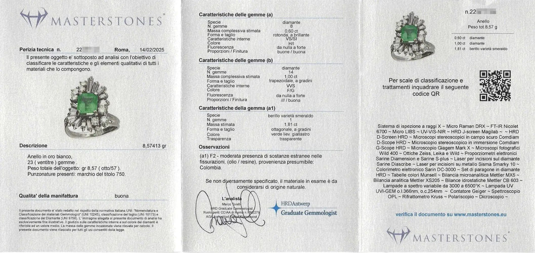 Bague Bague en or blanc avec diamants et émeraude 1,81 ct 58 Facettes