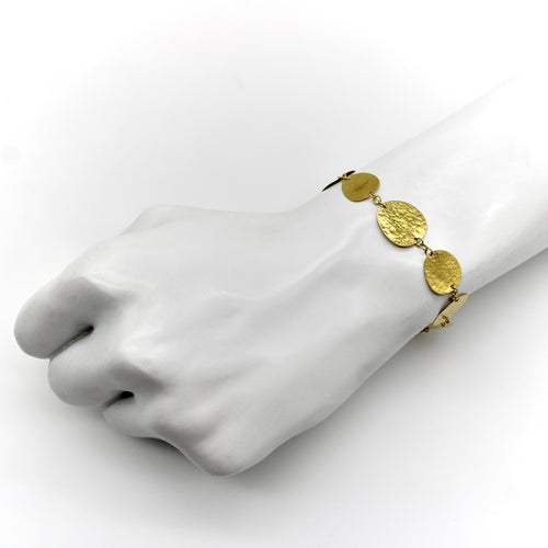 24K Gold Gurhan Lush Collection Hand-Hammered Disc Bracelet 58 Facettes A2006P