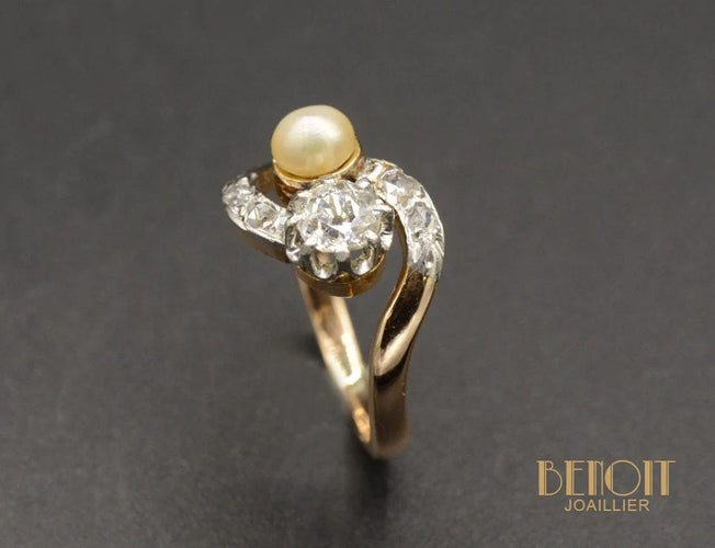 Bague Bague Toi et Moi Perle et Diamant 58 Facettes A10009