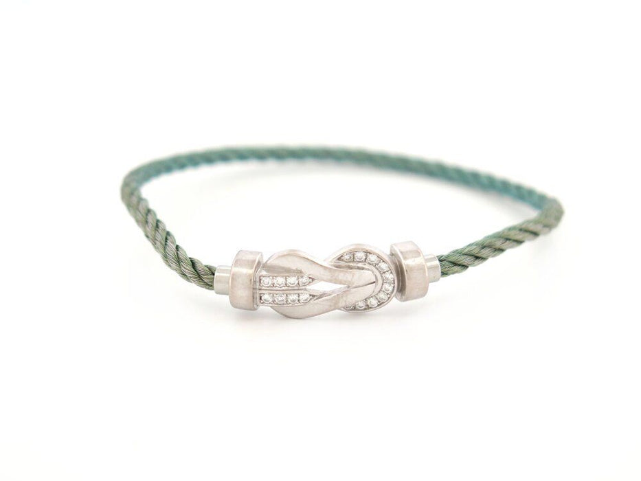 FRED infinite chance bracelet mm diamonds & white gold chain + green cable