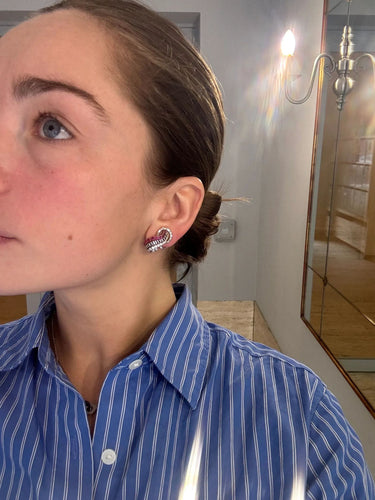 Boucles d'oreilles Ensemble diamant et rubis vers 1970 58 Facettes