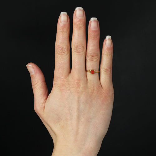 Bague 53 Bague perle de corail or jaune 58 Facettes 21-676A