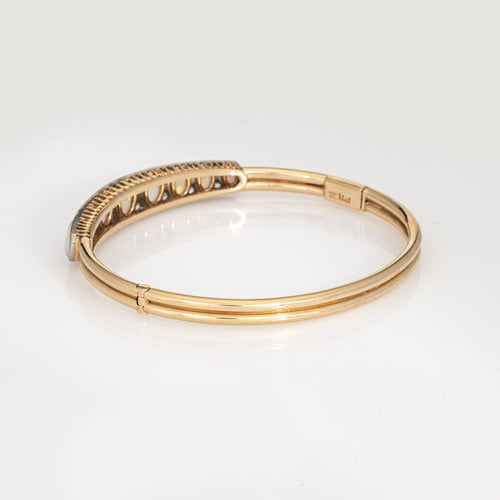 Bracelet Bracelet jonc victorien en or jaune avec opale et diamants 58 Facettes G13988