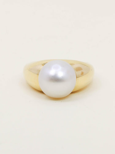 Bague 58 TECLA Bague jonc or jaune Perle bouton 58 Facettes 1204.1