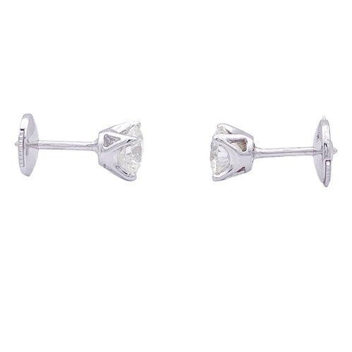 Boucles d'oreilles Puces d'oreilles or blanc, diamants. 58 Facettes 33674