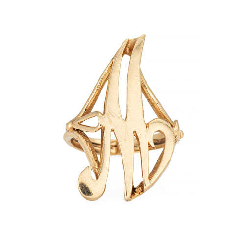 Bague 49 Bague vintage en or jaune avec lettre M 58 Facettes G14011