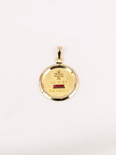 Pendentif Médaille amour Augis grand modèle Plus qu'hier moins que demain or jaune diamant rubis 58 Facettes J477
