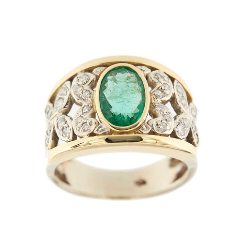 Bague Bague avec émeraude et diamants 58 Facettes 36072