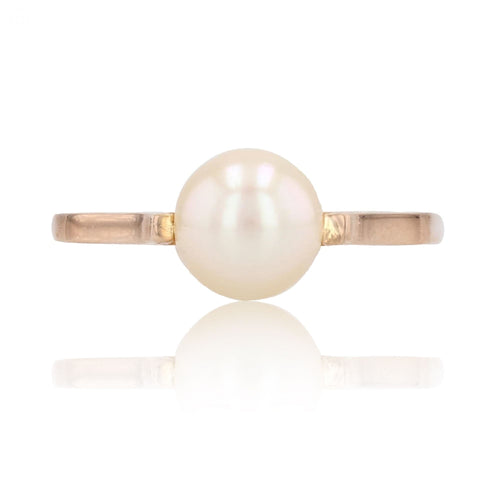 Bague 54 Solitaire perle de culture or jaune 58 Facettes 23-337