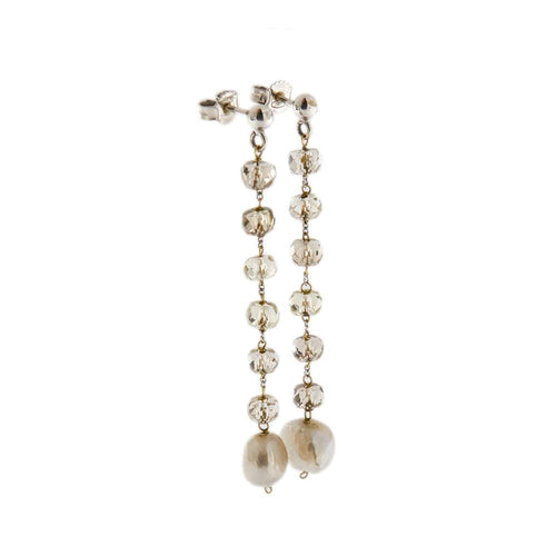 Boucles d'oreilles Boucles d'oreilles pendantes quartz fumé et perles 58 Facettes 31650