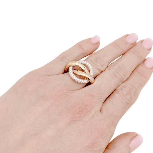 Bague 51 Bague Cartier "Trinity Crash" trois ors, diamants. 58 Facettes 34211