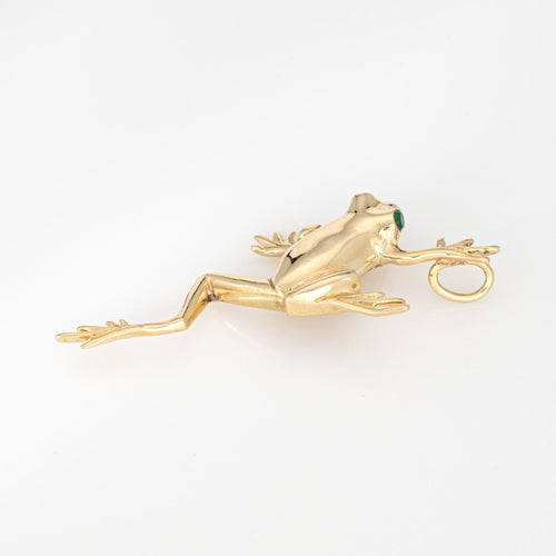 Pendentif Pendentif grenouille vintage en or jaune, yeux émeraude 58 Facettes G13982