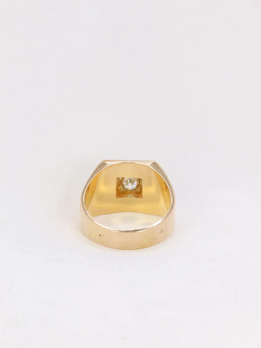 Bague 56.5 Bague chevalière vintage en or et diamants 58 Facettes J142