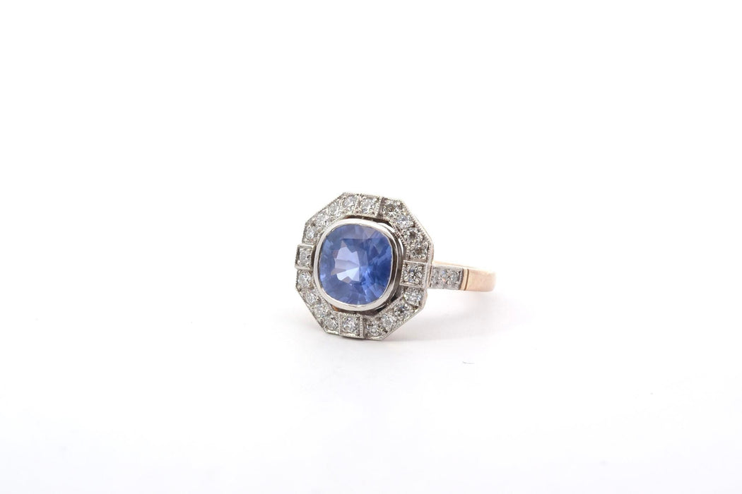 Bague 53 Bague saphir 3,05cts et diamants en or et platine 58 Facettes 26081 26030