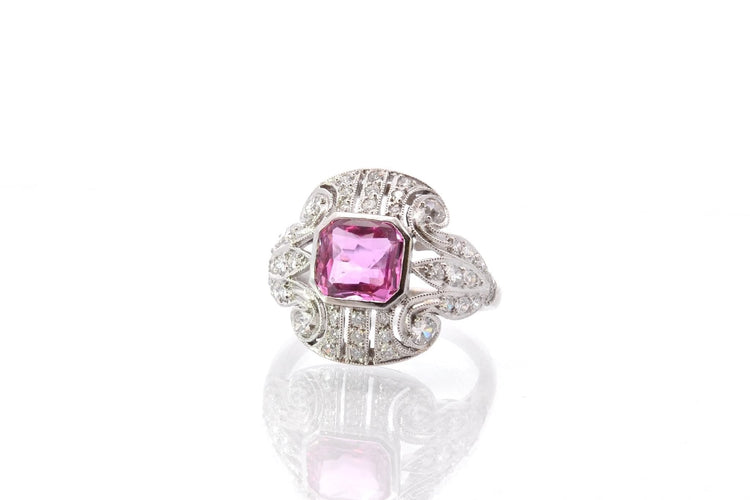 Bague 52 Bague Platine Saphir rose Diamants 58 Facettes 25552 25293