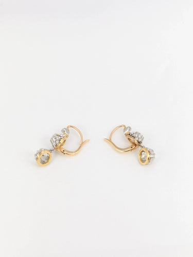 Boucles d'oreilles Dormeuses en or jaune et diamants 58 Facettes 744