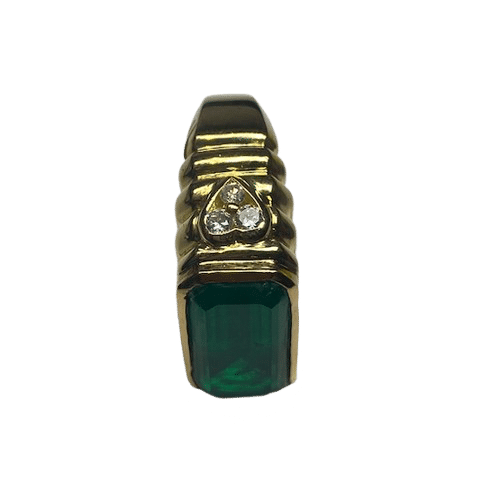 Yellow gold, emerald, diamond gadrooned ring