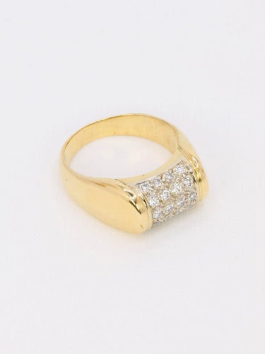 Bague 54.5 Bague chevalière or jaune diamants 0,4 ct 58 Facettes J373