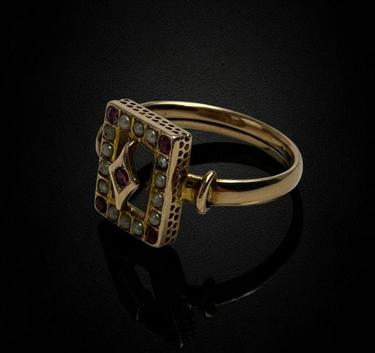 Bague Bague du début du XXe siècle ornée de rubellites et de micro-perles 58 Facettes