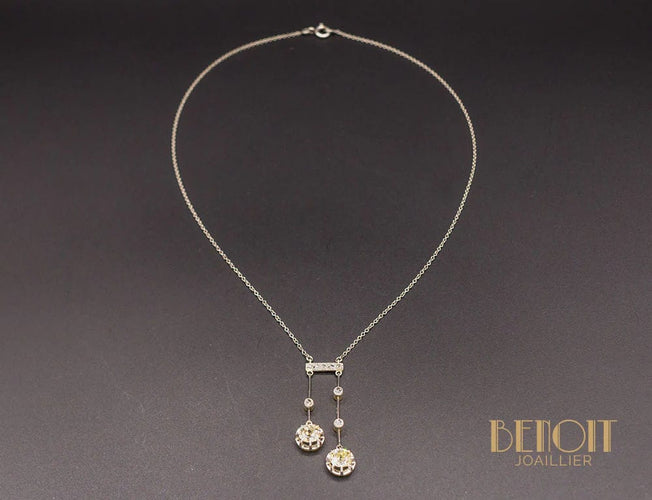 Collier Collier Négligé Or Jaune Platine Diamants 1920 58 Facettes A9063