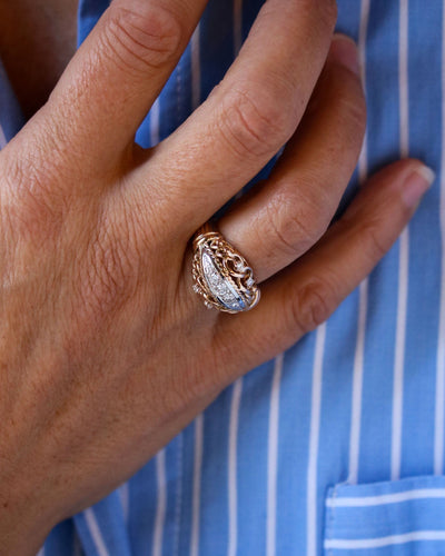 Bague 55 Bague 1950 Cocktail Or Diamants 58 Facettes C2099