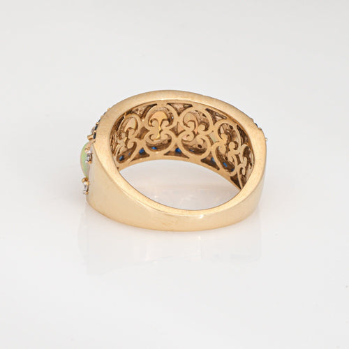 Bague 54 Bague en or jaune avec opale, saphir et diamant 58 Facettes G13968