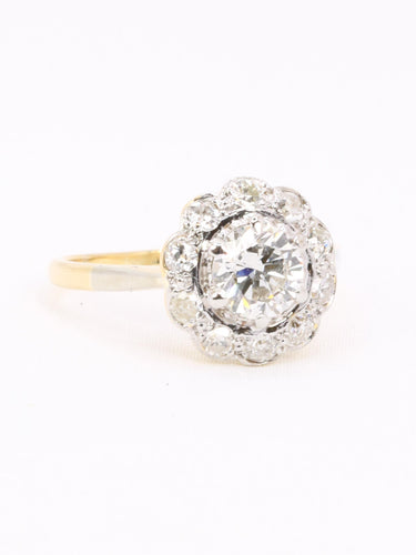 Bague 53 Bague marguerite or jaune diamant 0,8 carat 58 Facettes 1174.8
