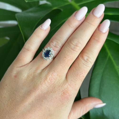 Bague 51 Bague Marguerite Saphir Naturel et Diamants 58 Facettes 312