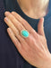 Bague 57 Bague pompadour cabochon turquoise diamants platine or blanc 58 Facettes B338