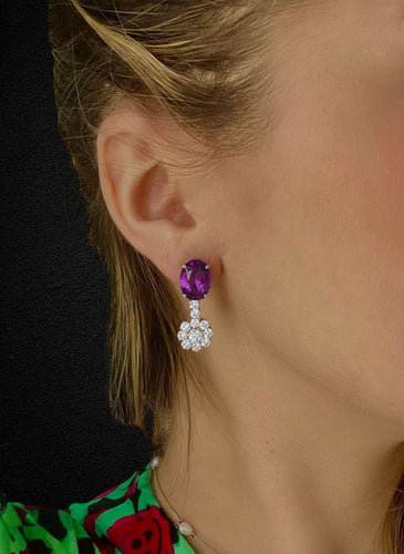 Boucles d'oreilles Boucles d'oreilles pendantes en améthyste et diamants 58 Facettes