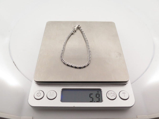 Bracelet bracelet riviere de diamants et saphirs 2ct maille tennis en or blanc 58 Facettes 260237