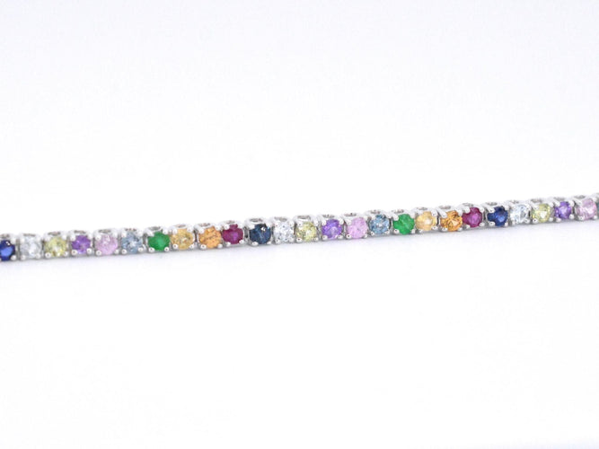 Bracelet Bracelet tennis en or blanc avec pierres précieuses multicolores 58 Facettes 2292