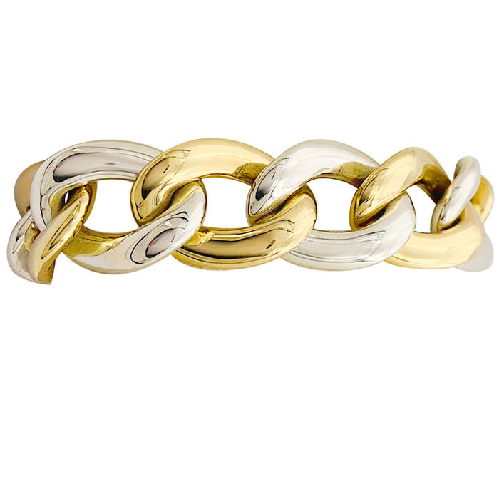 Armband Chaumet, grote schakels in twee tinten goud.