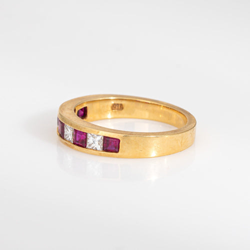 Tiffany & Co Ruby Diamond Ring 4mm Band Vintage 18k Yellow Gold Signed Jewelry 58 Facettes G13930