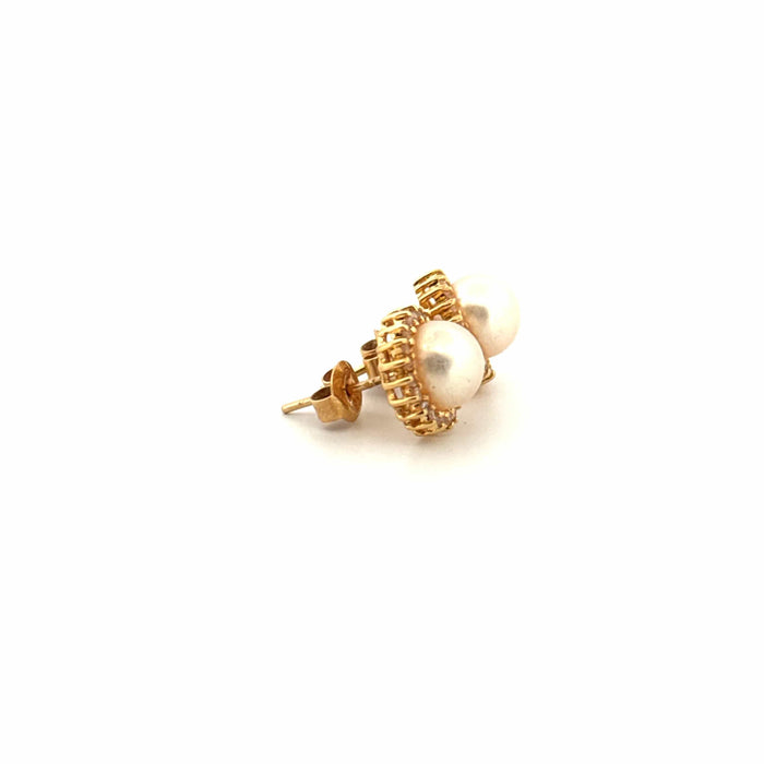 Boucles d'oreilles Puces d'oreilles or jaune Perles & Diamants 58 Facettes E3BO-GS28844