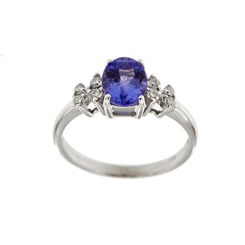 Bague 51 Bague en or blanc avec tanzanite et diamants 58 Facettes 38890