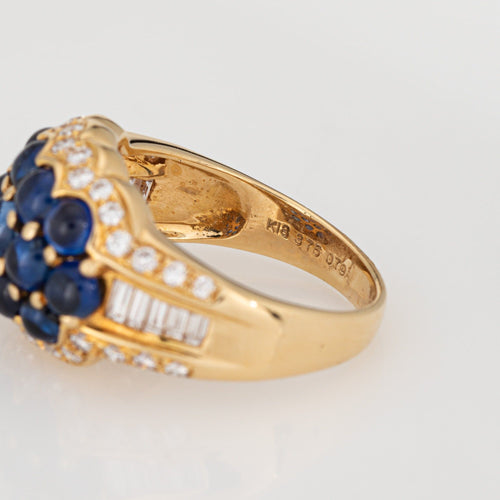 Bague 53.5 Bague vintage en or jaune avec saphir cabochon et diamant 58 Facettes G14083