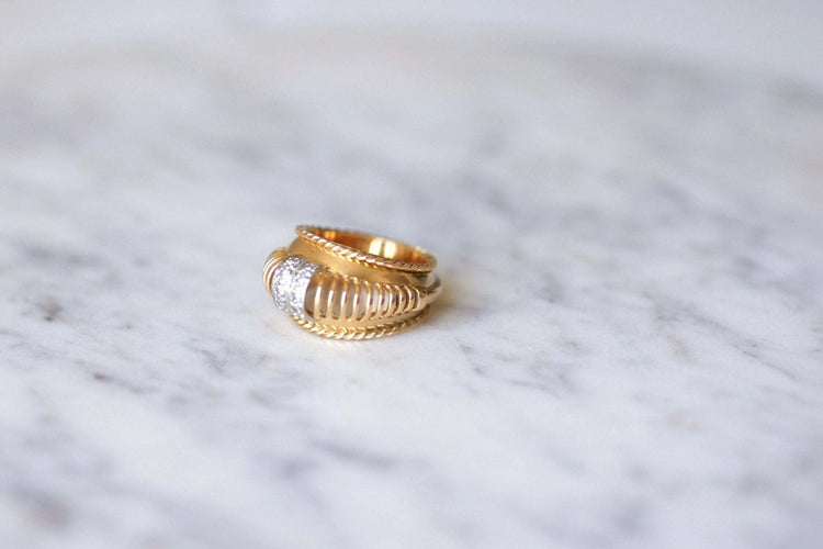 Bague 55 Bague fil vintage or rose et diamants 58 Facettes