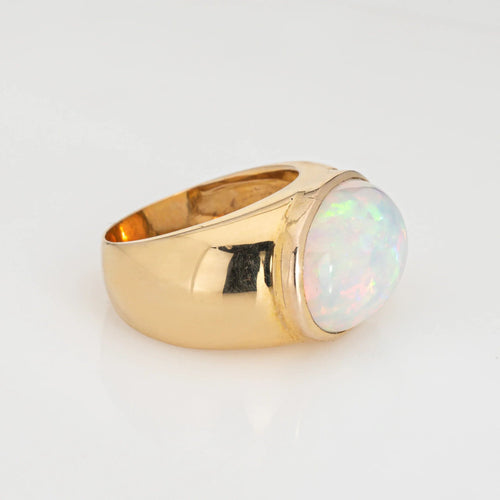 Bague 61 Bague opale éthiopienne 10 carats, chevalière est-ouest 58 Facettes G13202