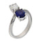 Bague 55 Bague contrarié en or blanc avec diamant et saphir D/VVS1 GIA de 1,00 ct 58 Facettes G3696