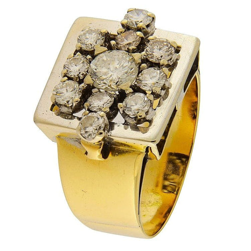 Bague 56.5 Bague en or jaune et blanc avec un diamant carré 58 Facettes G3863