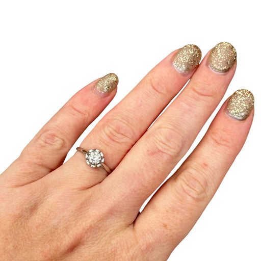 Bague 55 Solitaire or blanc diamant 0.50 carat 58 Facettes 198